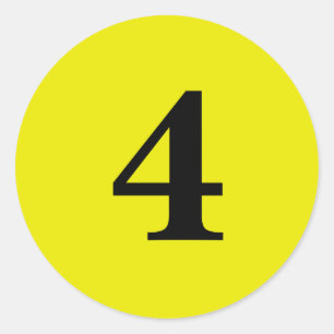 Number 4計画シンプル4イエローブラック ラウンドシール