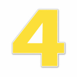 Number 4金ゴールドとホワイトステッカー シール