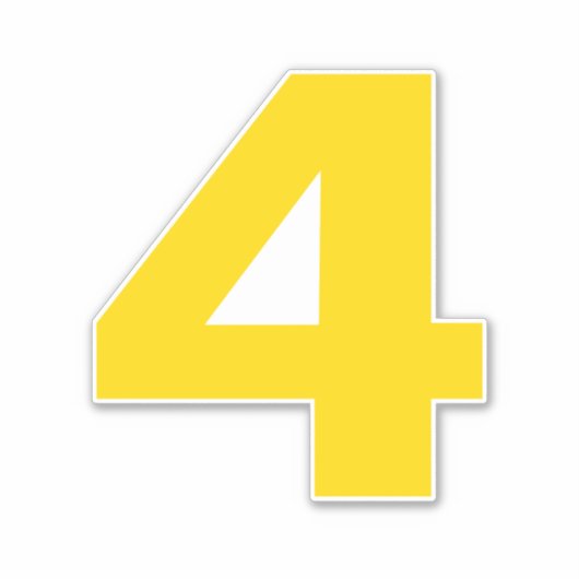 Number 4金ゴールドとホワイトステッカー シール (正面)