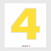 Number 4金ゴールドとホワイトステッカー シール (シート)