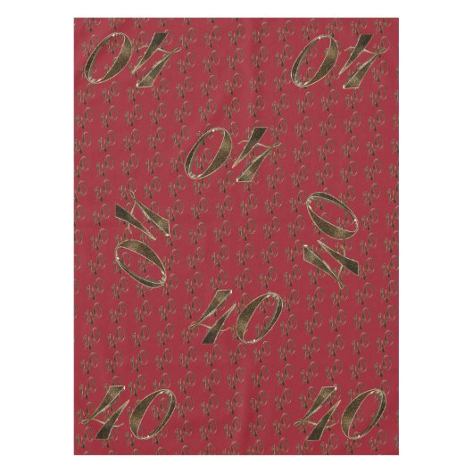 Number 40 40th Anniversary Ruby金ゴールドタイポグラフィ テーブルクロス (正面)
