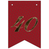 Number 40 40th Anniversary Ruby金ゴールドタイポグラフィ バンティングフラッグ (第2の旗)