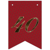Number 40 40th Anniversary Ruby金ゴールドタイポグラフィ バンティングフラッグ (第3の旗)