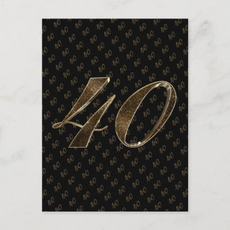 Number 40 Black金ゴールド40th Birthday Anniversary ポストカード