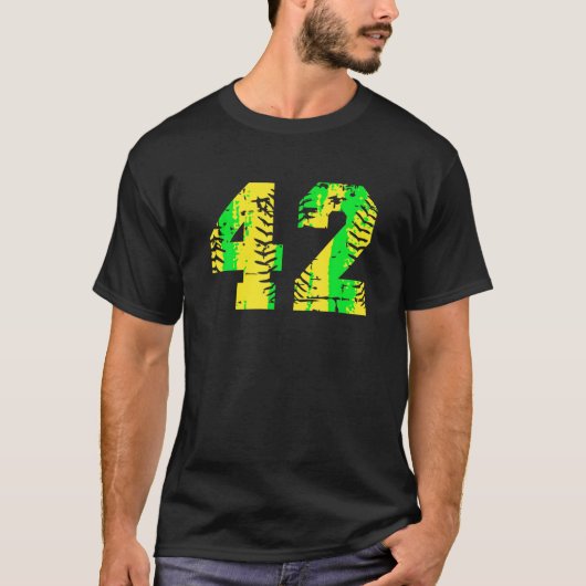 Number 42黄色の野球番号Tシャツ Tシャツ (正面)