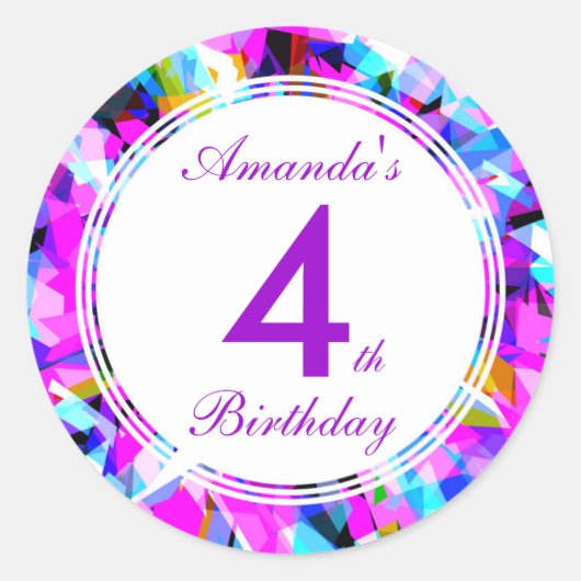 Number 4 -誕生日ラウンドステッカー ラウンドシール (正面)