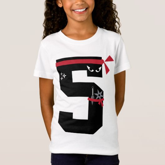 Number 5忍者5歳おもしろい5誕生日ギフト tシャツ (正面)