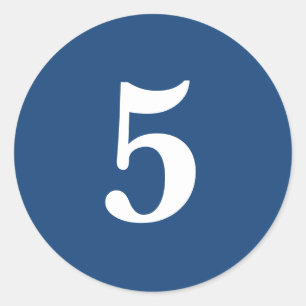 Number 5計画供給シンプル5ネイビーホワイト ラウンドシール