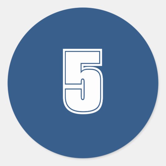 Number 5計画供給シンプル5ネイビーホワイト ラウンドシール (正面)
