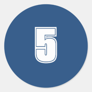 Number 5計画供給シンプル5ネイビーホワイト ラウンドシール