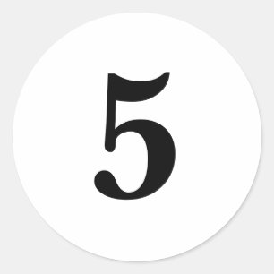 Number 5計画供給シンプル5白色 ラウンドシール
