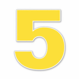 Number 5金ゴールドとホワイトステッカー シール