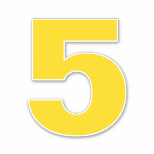 Number 5金ゴールドとホワイトステッカー シール (正面)