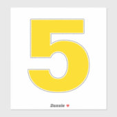 Number 5金ゴールドとホワイトステッカー シール (シート)