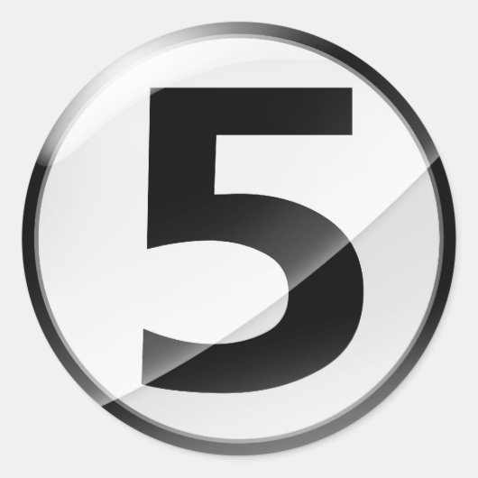 Number 5黒ステッカー ラウンドシール (正面)