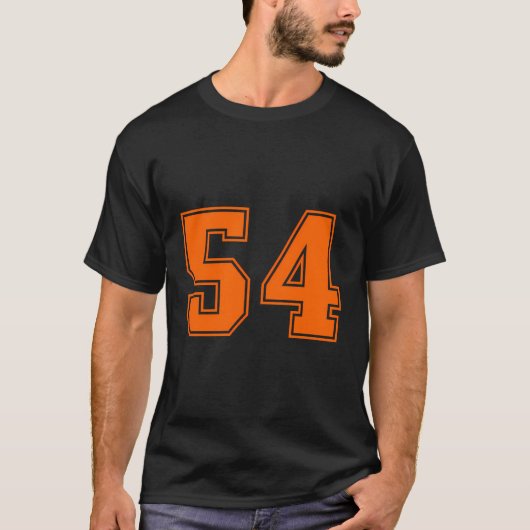 Number 54 Orange Sports Jerseyラッキーナンバー Tシャツ (正面)