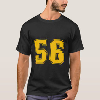 Number 56イエロースポーツファンジャージー番号 tシャツ