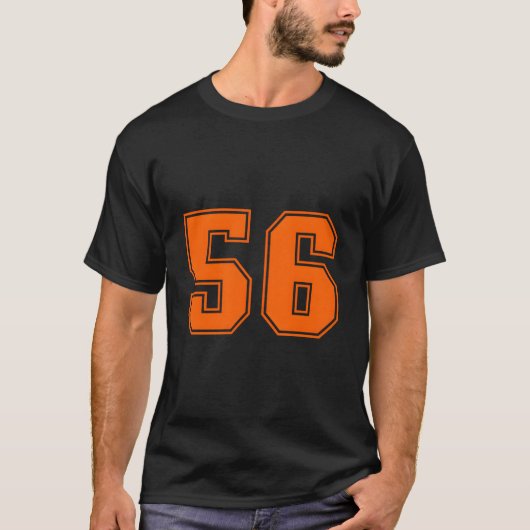 Number 56 Orange Sports Jersey Lucky Number Tシャツ (正面)