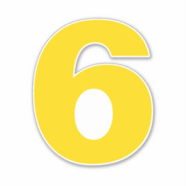 Number 6金ゴールドとホワイトステッカー シール