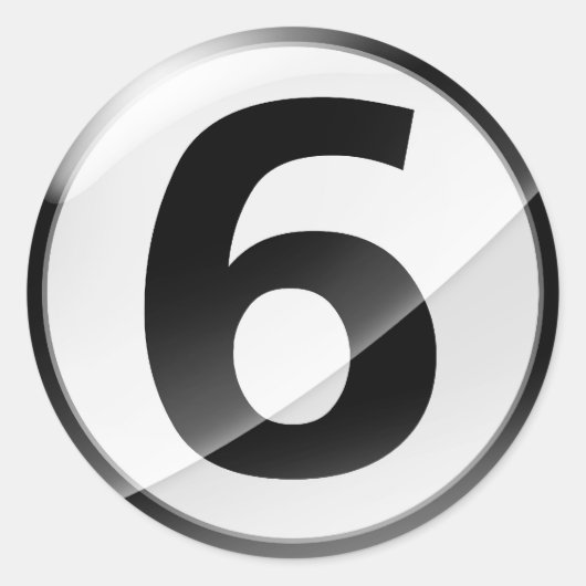 Number 6黒のステッカー ラウンドシール (正面)