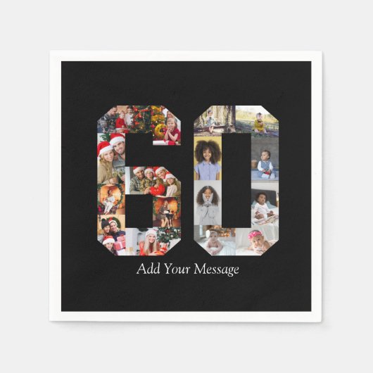 Number 60フォトコラージュ スタンダードカクテルナプキン (正面)