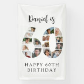 Number 60 フォトコラージュ 60歳の誕生日パーティー 横断幕 (縦)
