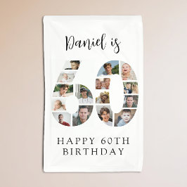 Number 60 フォトコラージュ 60歳の誕生日パーティー 横断幕