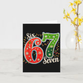 Number 67 Funny Six Seven 6 7 Meme Christmas Light カード (黄色い花)