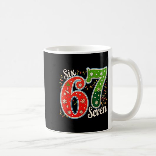 Number 67 Funny Six Seven 6 7 Meme Christmas Light コーヒーマグカップ (右)