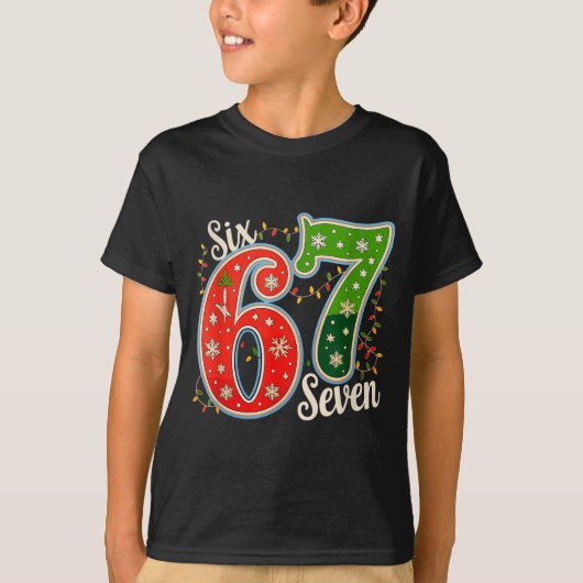 Number 67 Funny Six Seven 6 7 Meme Christmas Light Tシャツ (正面)