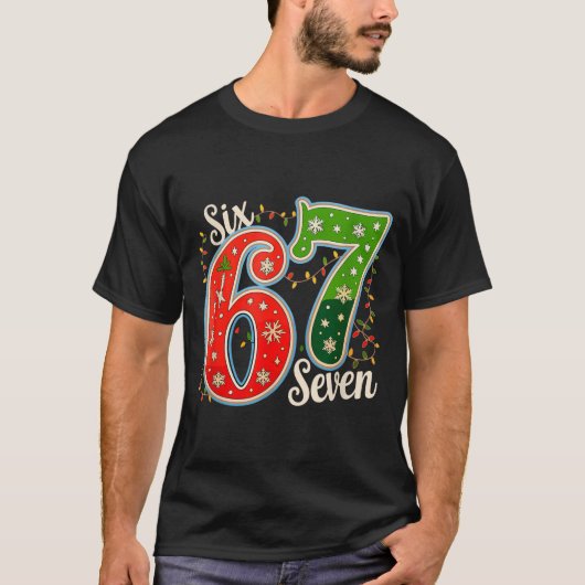 Number 67 Funny Six Seven 6 7 Meme Christmas Light Tシャツ (正面)