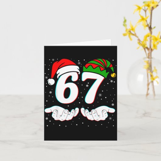 Number 67 Matching Six Seven 6 7 Meme 6-7 Christma カード (黄色い花)