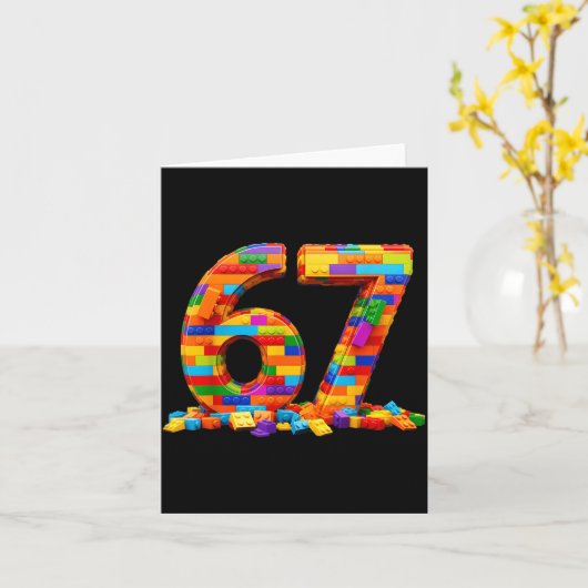 Number 67 Meme Six Seven 6 7 Building Blocks Gen A カード (黄色い花)