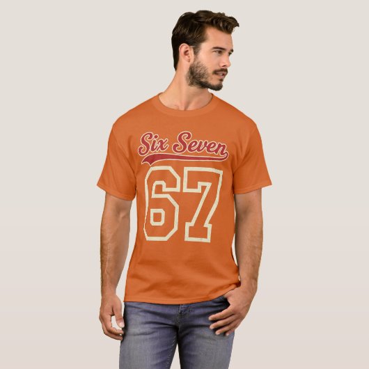 Number 67 Numbered Six Seven Baseball Jersey Style Tシャツ (正面フル)