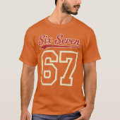 Number 67 Numbered Six Seven Baseball Jersey Style Tシャツ (正面)