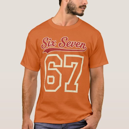 Number 67 Numbered Six Seven Baseball Jersey Style Tシャツ (正面)