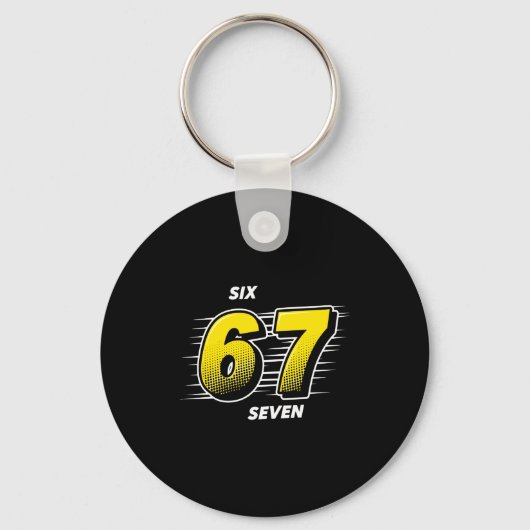 Number 67 Six And Seven P Art Comic Style Yellow M キーホルダー (正面)