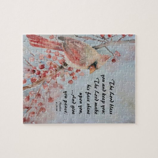 Number 6 24-26主あなた赤賛美鳥と果実 ジグソーパズル (横)