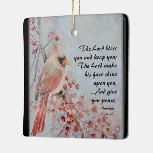 Number 6 24-26主あなた赤賛美鳥と果実 セラミックオーナメント (左)