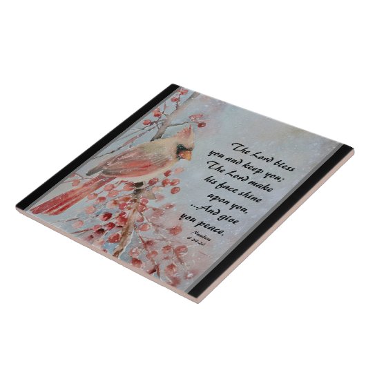 Number 6 24-26主あなた赤賛美鳥と果実 タイル (側面)