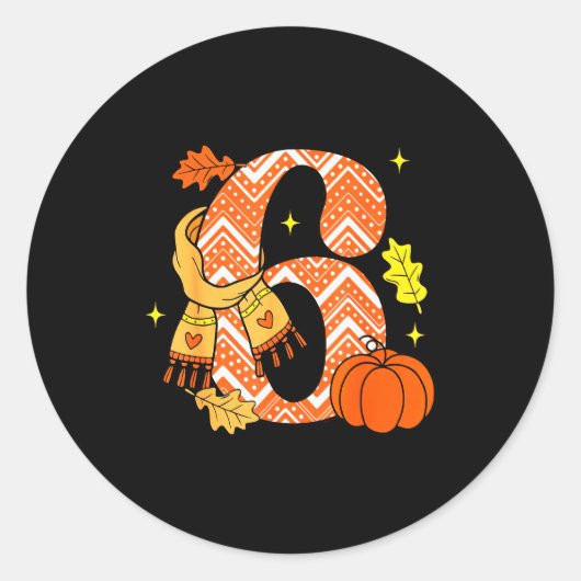 Number 6 67 Fall Autumn Pumpkin Meme Funny Six Sev ラウンドシール (正面)