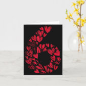 Number 6 - Cute Six Seven Hearts Matching 67 Valen カード (黄色い花)