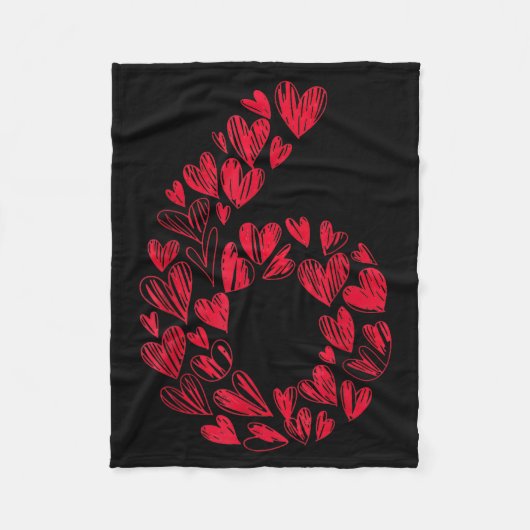 Number 6 - Cute Six Seven Hearts Matching 67 Valen フリースブランケット (正面)