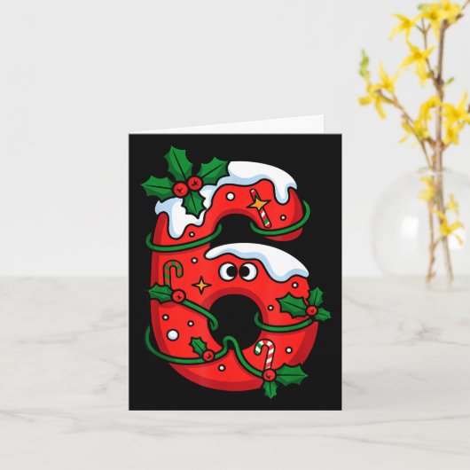 Number 6 Santa Costume Meme Christmas Matching Cou カード (黄色い花)