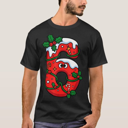 Number 6 Santa Costume Meme Christmas Matching Cou Tシャツ (正面)