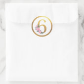 Number 6 Six Pink Rosesフローラ&エレガント金ゴールド ラウンドシール (バッグ)