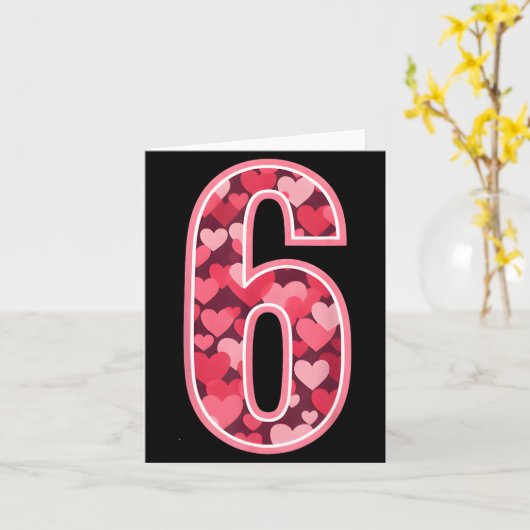 Number 6 Tee Six Seven 6 7 67 Valentines Matching  カード (黄色い花)