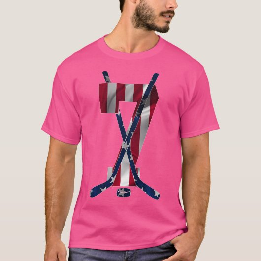 Number 7年アイスホッケー7誕生日 tシャツ (正面)