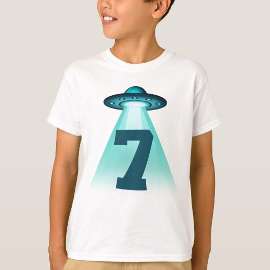 Number 7拉致UFOエイリアンテーマ7歳の少年 Tシャツ (正面)