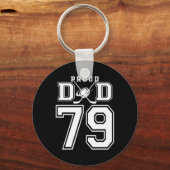 Number 79 Custom Proud Hockey Dad Personalized For キーホルダー (正面)